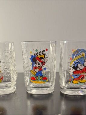 Disney Clear Glass Tumbler with Multicolor Mickey Print
